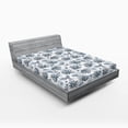 thumbnail image 2 of Ambesonne Blue Floral Fitted Sheet, Pastel Summer Flowers, King Size, Pale Blue Off White, 2 of 5