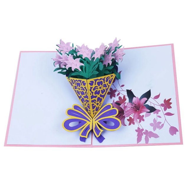 Naiovety Navidad Año Nuevo tarjeta de felicitación 3D Pop-up Flor hecha a mano Postal Tarjetas de felicitación Día de San Valentín Tarjeta de Kits de decoración para fiestas lirio Naiovety JR0981-02