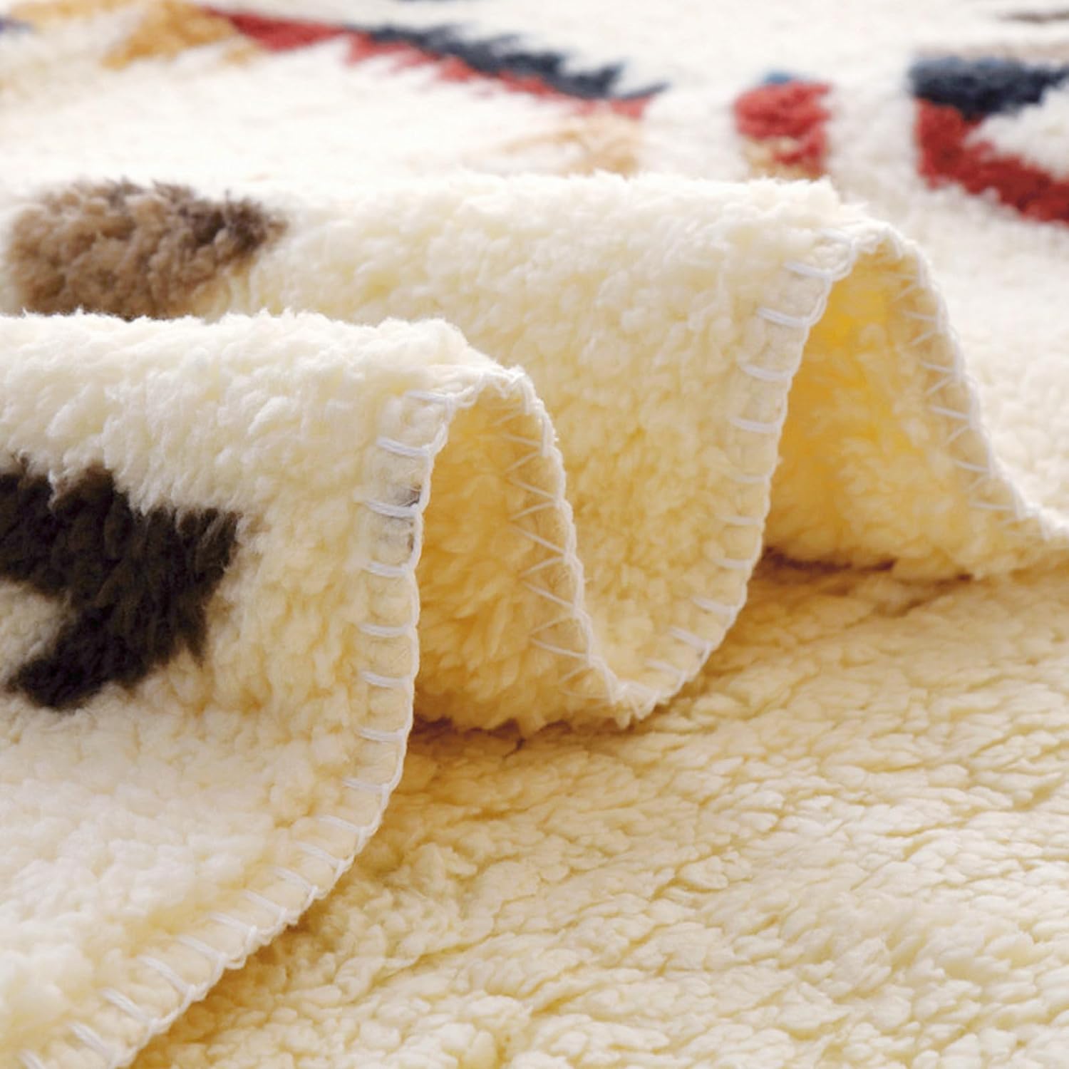UKELER Boho Sherpa Fleece Blanket 80'' × 90'', Ultra Soft Aztec Queen Blanket for All Season, Cozy, Plush, Bohemian Throw Blanket for Bed/Couch/Sofa/Office/Camping