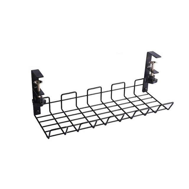 Under Table Cable Rack Carbon Steel Bedroom Kitchen Dining Mobile Power Bar Wire Management Tray Holder Cord Organizer Shelf Basket Black