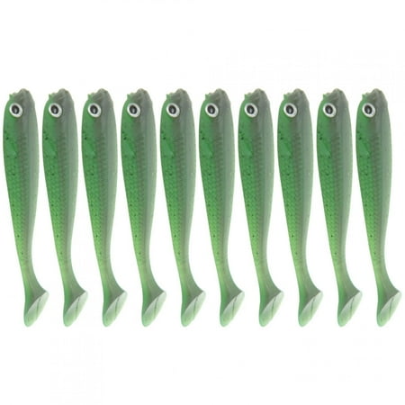AR41 10PCS 75mm T Tail Soft Worm Artificial Bait Lures Fishing Tackle AccessoriesGray Green Bienvenido