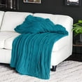 thumbnail image 3 of HomeRoots 518772 Teal & Blue Knitted 100 Percent Cotton Throw Blanket, 3 of 6