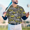 thumbnail image 5 of Zufioo Modern Yellow Excavator Print Men's Baseball Short Sleeve, Moisture Wicking Button-Down Hip Hop Tee-Large, 5 of 7