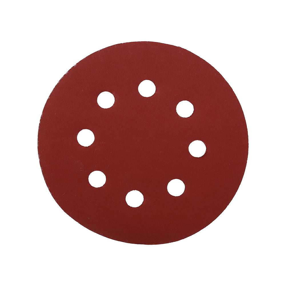 Tebru 10Pcs 125mm Round Shape Red Sanding Discs 8 Hole 601000 Grit