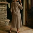 thumbnail image 7 of Sokhug Women's Maxi Dress Cowl Neck 3/4 Ruffle Sleeve Cotton Blend Summer Solid Color Midi Dress with Pockets, 7 of 7