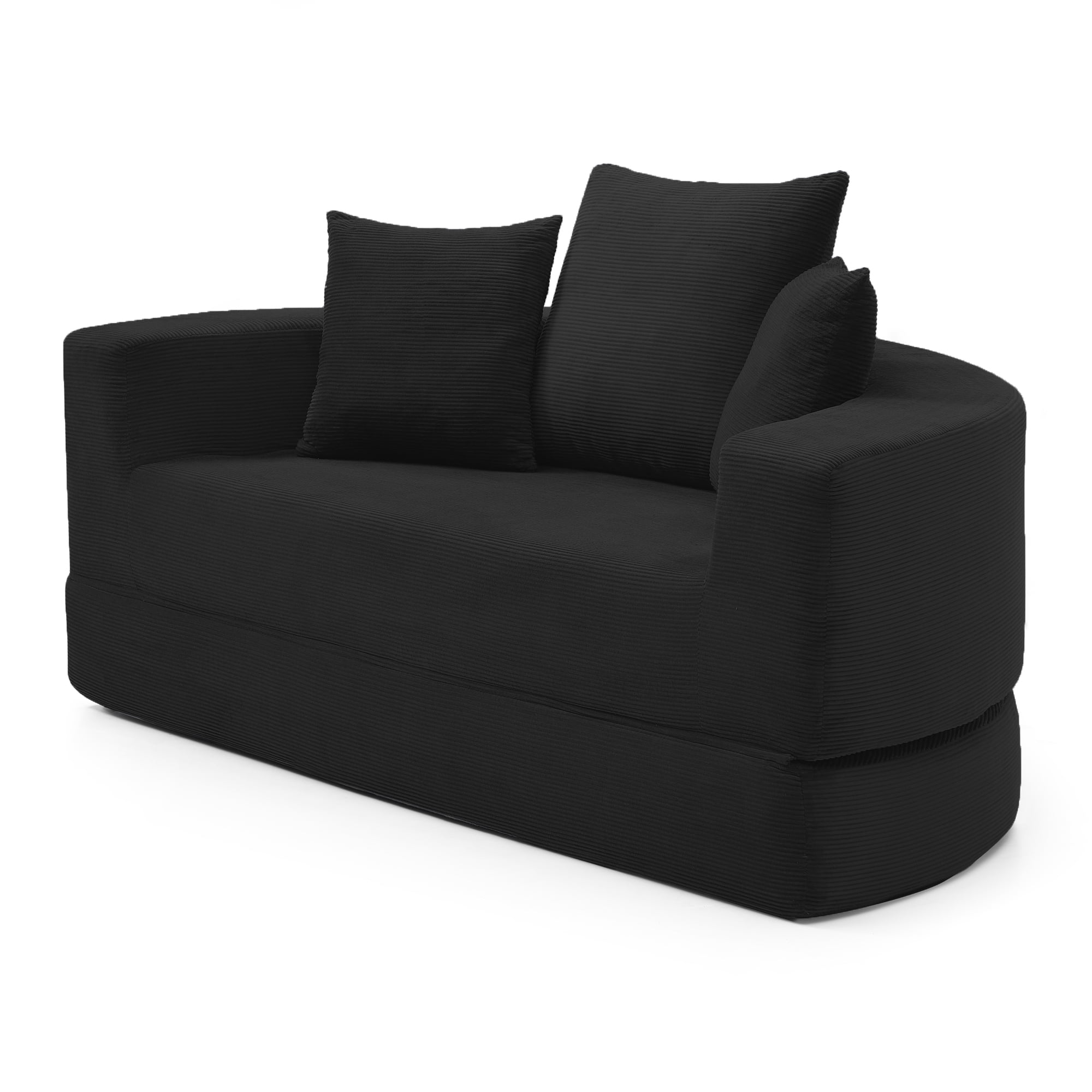 Convertible Sofa Couch Bed, Adjustable Futon Sofa, No Assembly Compressed Corduroy Floor Lounge Sofa For Apartment Office Bedroom Living Room