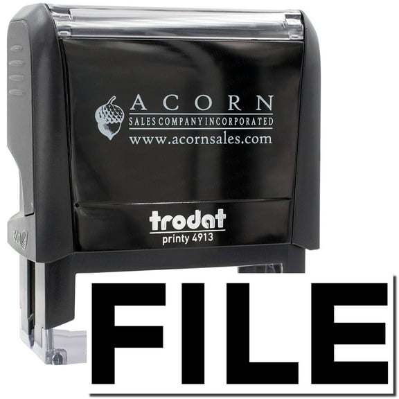 Large Self-Inking Bold File Stamp, Trodat Printy 4913, Press and Print Stamping, Impression Size 7/8" x 2-1/4", Up to 10,000 Impressions - Black Ink