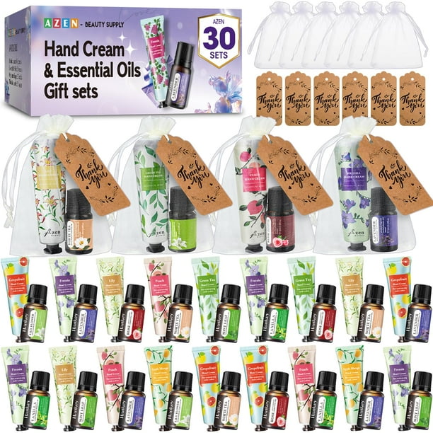 Set Bulk Gifts de crema de manos y aceites esenciales AZEN, 30 juegos
