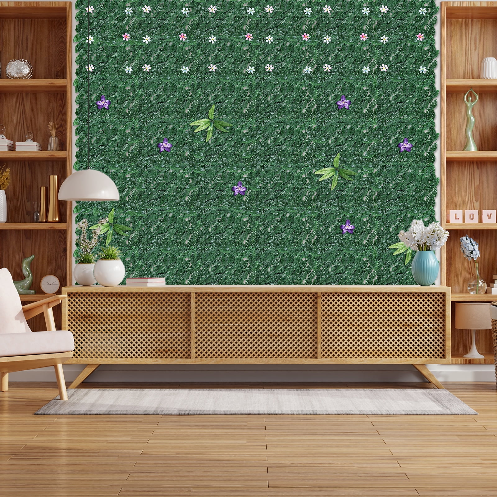 471" X 23.6" Artificial Ivy Privacy Fence Backdrop (with Flower)Balcony Garden Outdoor