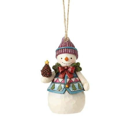 Pinecone Snowman - 4058831 Mini Snowman with Pinecone Ornament Multicolor, Mini Snowman with Pinecone hanging ornament from the Jim Shore Heartwood Creek collection By Enesco