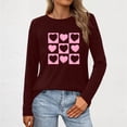 thumbnail image 4 of Womens Valentine Day Shirts Casual Heart Long Sleeve Going Out Tops Pullover Loose Spring Holiday Valentines Outfits, M Wine, 4 of 4