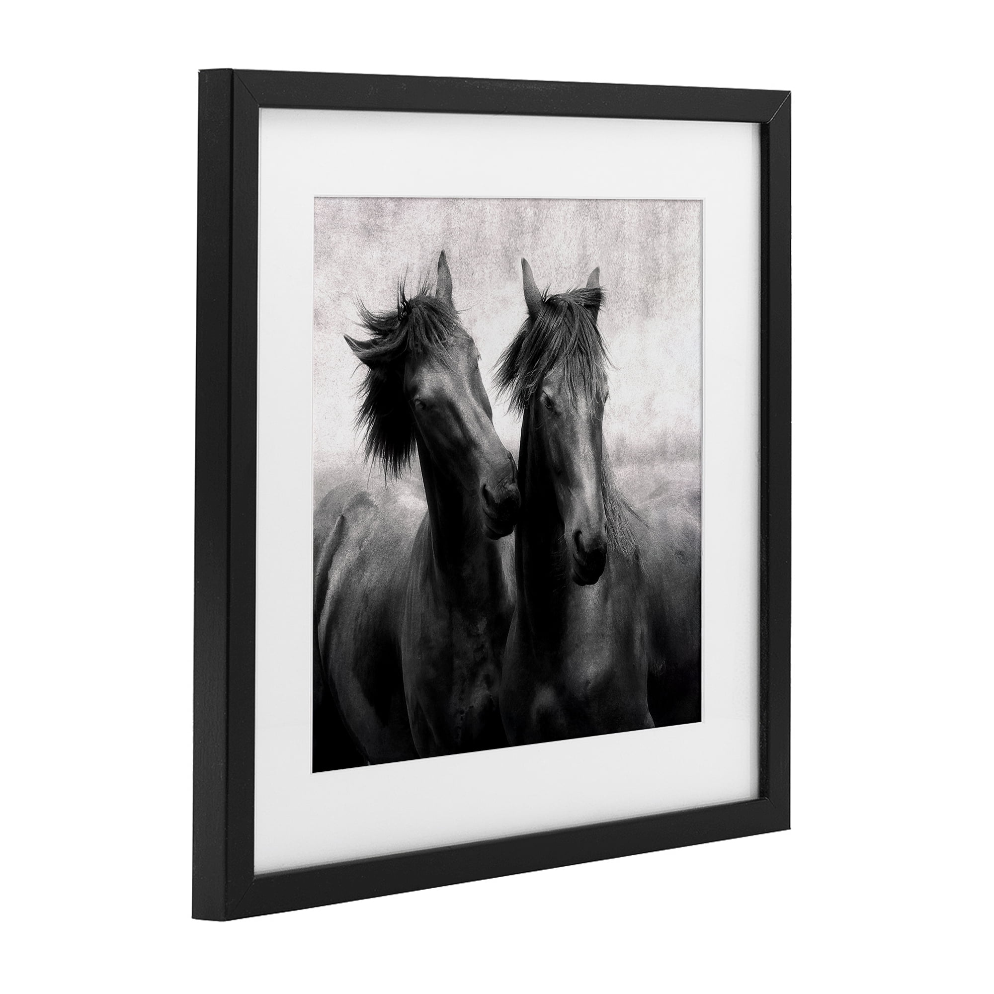 Stupell Industries Short Haired Horse Pair Black Framed Print Under Glass, design by Lars Van de Goor