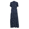 thumbnail image 4 of SAYOO Vestido Bohemio de Verano para Mujer, Falda Suelta de Manga Corta con Cuello en V Profundo Floral Completo con Hendidura en el Dobladillo para niñas, 3 Colores SAYOO  Moda, 4 of 9