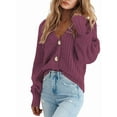 thumbnail image 2 of Women'S Chunky Knit Open Front Sweater Long Sleeve Button Loose Short Cardigan Outerwear Coats XXL, 2 of 6