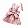 thumbnail image 2 of HOMEIORA 1pc Doggy Dress Plaid Puppy Girl Skirt with Lead Rope, Adjustable Doggie Summer Dresses, Pink, 2 of 7