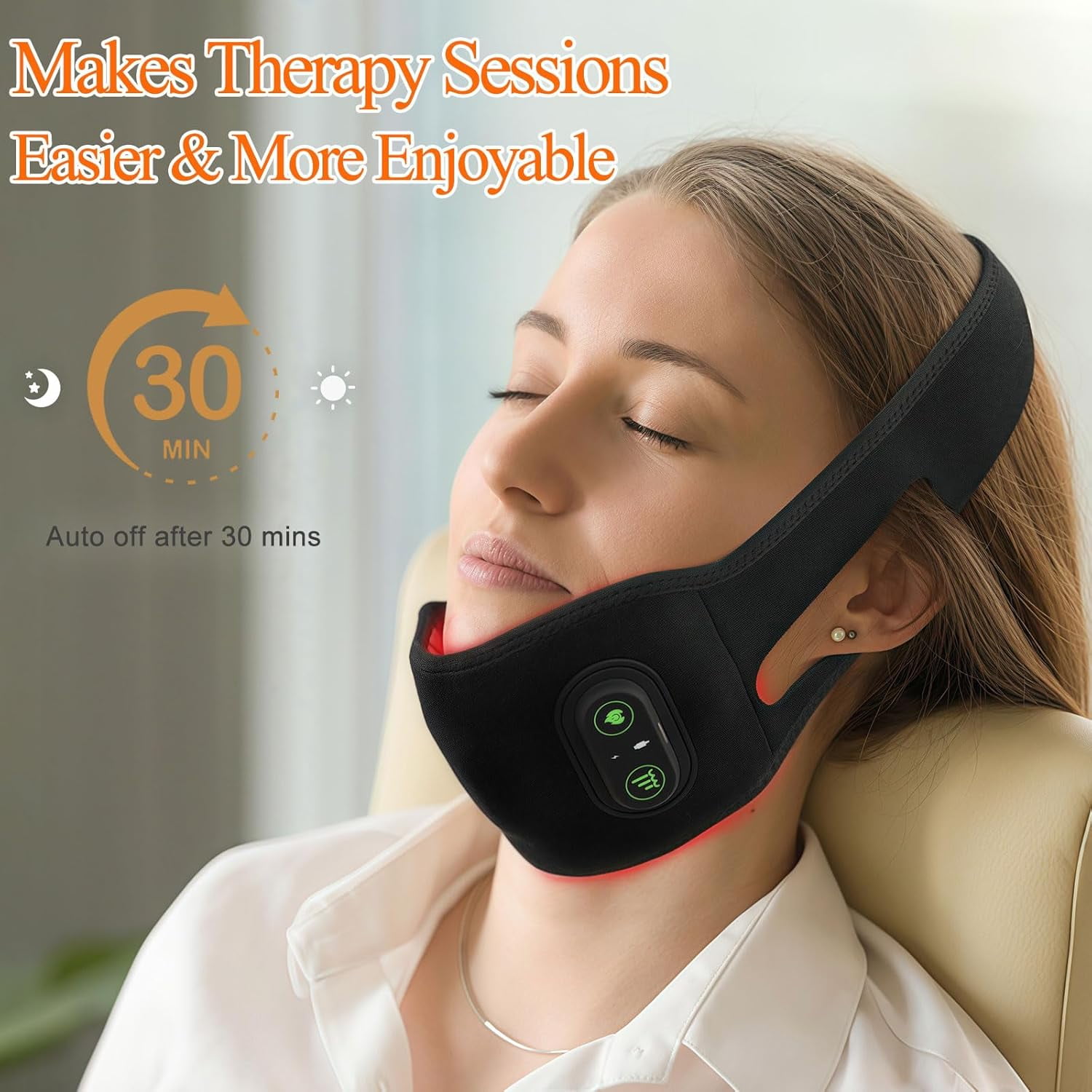 Red Light Therapy Belt for Neck, 850NM Near Infrared Light Therapy & 660NM Red Light Therapy Wearable Infrared Warp for Chin Neck Wrist Leg Hand Portable Red Light Therapy Strap with Timer