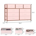 thumbnail image 3 of Lightweight 10-cajón fabric cómoda con fabric bins para dormitorio, 45-pulgada de anchura mesa de tv, sala de estar, y hallway - a grande almacenamiento organizer, 3 of 7