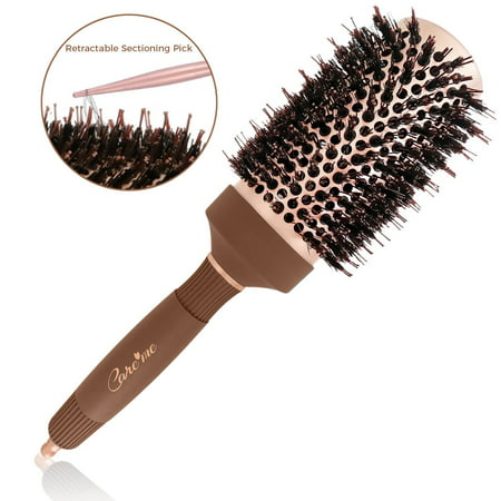 Care me Blow Dry Round Vented Hair Brush with Boar Bristles for Blowouts (2 inch) - Professional Salon Styling Brush for Healthy Shiny Frizz-Free Hair, Straight or