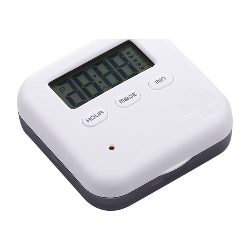 2pcs Portable Pill Organizer with Sound and Vibration Alarm, Weekly Pill Dispenser, Countdown Timer, Pill Box y Medicine Organizer