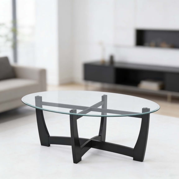 Artistic Oval Coffee Table  Glass Top Living Room Coffee Table, Modern Statement Piece for Elevating Your Home