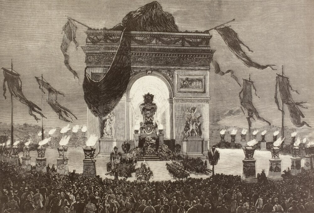 The Coffin Of French Writer Victor Hugo Is Displayed Beneath The Arc De