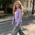 thumbnail image 5 of Mitankcoo Girls Mock Neck Zip Up Jacket Slim Long Sleeve Athletic Coat with Thumb Holes Lightweight Casual Outerwear 3-15Y, 5 of 7