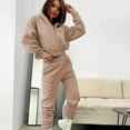 thumbnail image 6 of up to 60% off Gifts Womens Tracksuits Set Womens Cropped Coat Lounge Sets Open Front Hooded Sweatshirt and Elastic Waist Jogger Sweatsuits Set Casual Solid Hoodies 2 Piece Outfits Fall Saving, 6 of 6