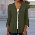 thumbnail image 2 of ZKIRBJV White Cardigan Sweater for Women 3/4 Sleeve Womens Summer Cardigan Lightweight Open Front Shrug Cardigan Light Solid Color Dressy Casual Kimono Cardigan Army Green L, 2 of 6