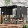 thumbnail image 3 of 10' x 10' Metal Outdoor Pergola with Retractable Canopy, Charcoal Grey Steel Frame Patio Gazebo for Garden, Backyard, Deck and Dining Area, Weather-Resistant Polyester Roof, 3 of 7
