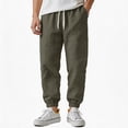 thumbnail image 4 of Zimjoy Cotton Linen Pants for Men Elastic Waist and Ankle Drawstring Baggy Style Lightweight Breathable Beach Pants Army Green L, 4 of 6