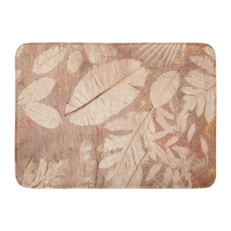 Fossil Leaf GODPOK Aging Brown Marble Marks of Leaf on The Concrete Fossil Ancient Rug Doormat Bath Mat 23.6x15.7 inch ()