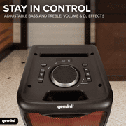 Gemini GLS Series Portable Bluetooth Dual-Woofer Speaker System with LED Lights, Microphone, and Remote, True Wireless, Black, GLS-550