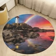 thumbnail image 5 of Ocean Lighthouse Floral Medallion Round Rug - Small Round Area Rug, Soft Non-Slip Machine Washable Bedroom Mat Indoor Accent Entry Carpet for Office Desk Dorm Hallway, 5 of 7