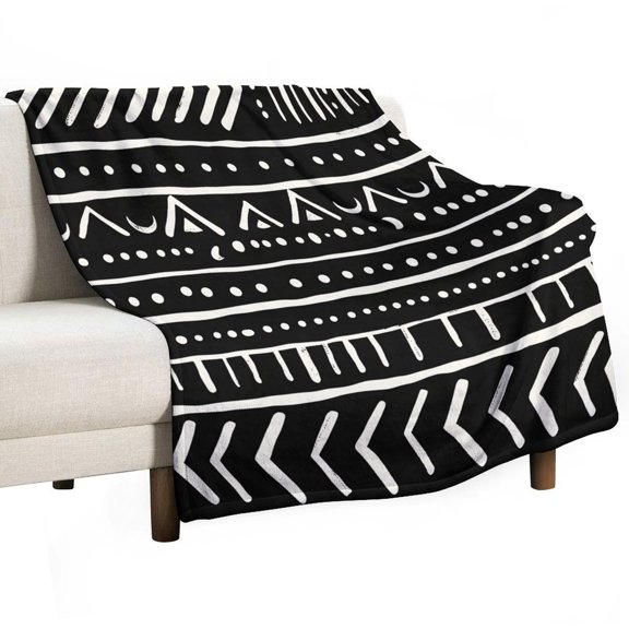 African Mud Cloth Black And White-1 Throw Blanket for Women, Men- Super Soft Plush Blanket Throw Fleece Blanket Animal Blanket