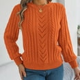 thumbnail image 5 of Juslio Women Sweaters Pullovers Women Tops Solid Crew Neck Casual Fashion Orange, 5 of 8