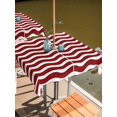 thumbnail image 6 of Outdoor Tablecloth with Umbrella Hole, Red White Spillproof Waterproof Outdoor Table Cover, Modern Abstract Waves Water Ripple Striped Patio Tablecloths for Party/Garden/Picnic, Square 54"x54", 6 of 9
