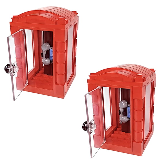 Red Phone Booth Building Block Set (2-Pack) | General Jim's Toys & Bricks | GJ-RTB2