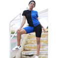 thumbnail image 4 of Akmipoem 2 Piece Tracksuit Outfits Woman Summer Color Block Short Sleeve Biker Shorts Sets, 4 of 5