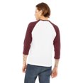 thumbnail image 3 of Unisex 3/4-Sleeve Baseball T-Shirt (WHITE/ MAROON - 2X Large), 3 of 4