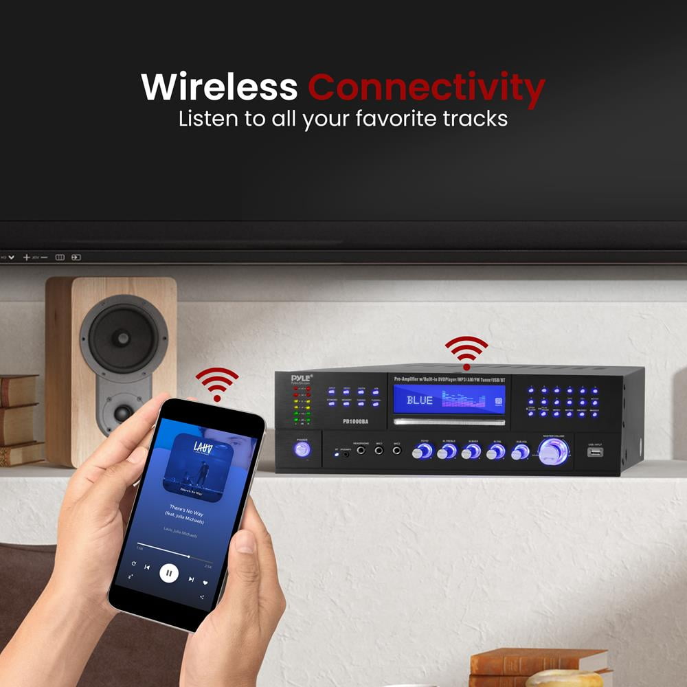Bluetooth Home Theater Preamplifier - Pro Audio Stereo Receiver System with Multimedia Disc Player, MP3/USB Reader, AM/FM Radio (1000 Watt)