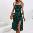 thumbnail image 7 of Meichang Spaghetti Strap Dresses for Women Summer Polka Dot Midi Dress Sleeveless Side Slit A Line Long Flowy Beach Sundress Corset Dress, 7 of 7