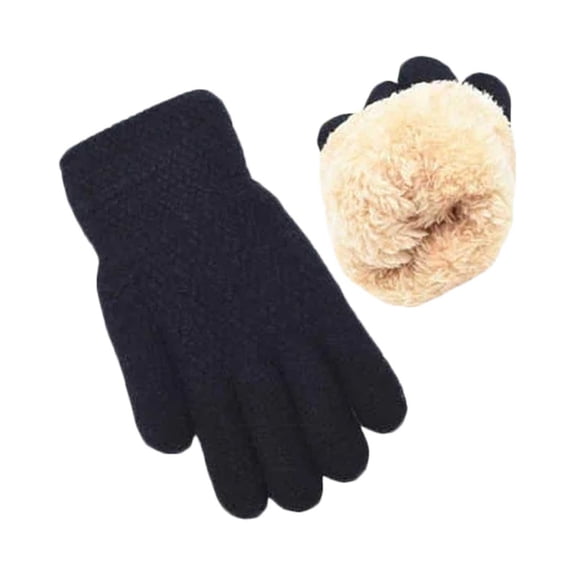 Zanarzt Waterproof Mittens Toddler Winter Gloves for Boys Girls Kids Warm Knit Thermal Knitted Gloves Wool Fleece Lined Mittens for Cold Weather Black,5-10 Years