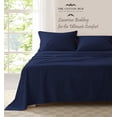 thumbnail image 5 of 100% Pima Cotton Queen Size 4-PCs Sheet Set (Solid, Navy Blue) Fits 27-30â€ Deep Pocket, 600 Series Sateen Weave, 5 of 5