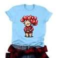 thumbnail image 7 of felwors Teddy Bear Graphic Tee | Valentine's Day Heart Balloons & Flower Casual Crew Neck Short Sleeve Shirt”(Blue, XXXL), 7 of 7