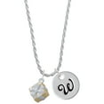 thumbnail image 1 of Delight Jewelry Goldtone 3-D Present with Crystal Silvertone Script Initial Disc - W - Charm Necklace, 20"+3", 1 of 4