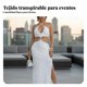thumbnail image 3 of Abbraccia Vestido maxi elegante crema, calado, volantes, cuello halter, sin mangas, cintura alta, bajo con abertura, 3 of 6
