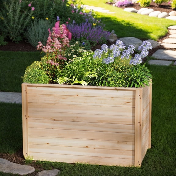 Yardi Yarda Wooden Raised Garden Bed with Open-Ended Base, Elevated Planter Box for Outdoor as Yard, Brown