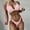 01 Pink, variant on Hicidod Women's High Waisted Bikini Set for Women Trendy Solid V Neck Bathing Suits Push Up Tie Knot Two Piece Swimsuits