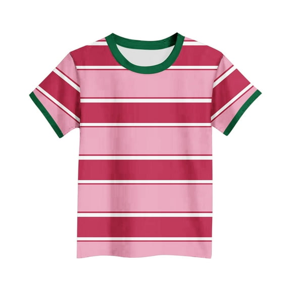 YUANxueke Striped Shirts for Kids Crew Neck Comfortable Tee Casual Loose Short Sleeve Summer Everyday Basic T-Shirt for Girls Boys