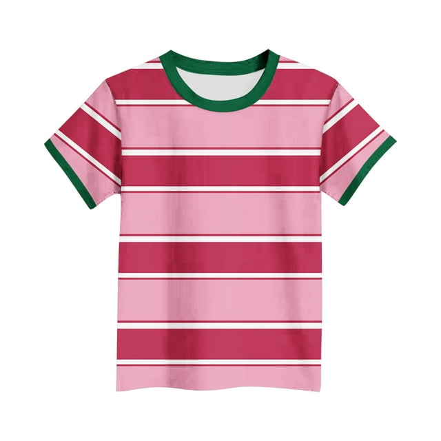 HaiMao T-Shirt pour Garçons à Manches Courtes Uni Classique d'Été Décontracté à Rayures Rouge 10-11 Ans